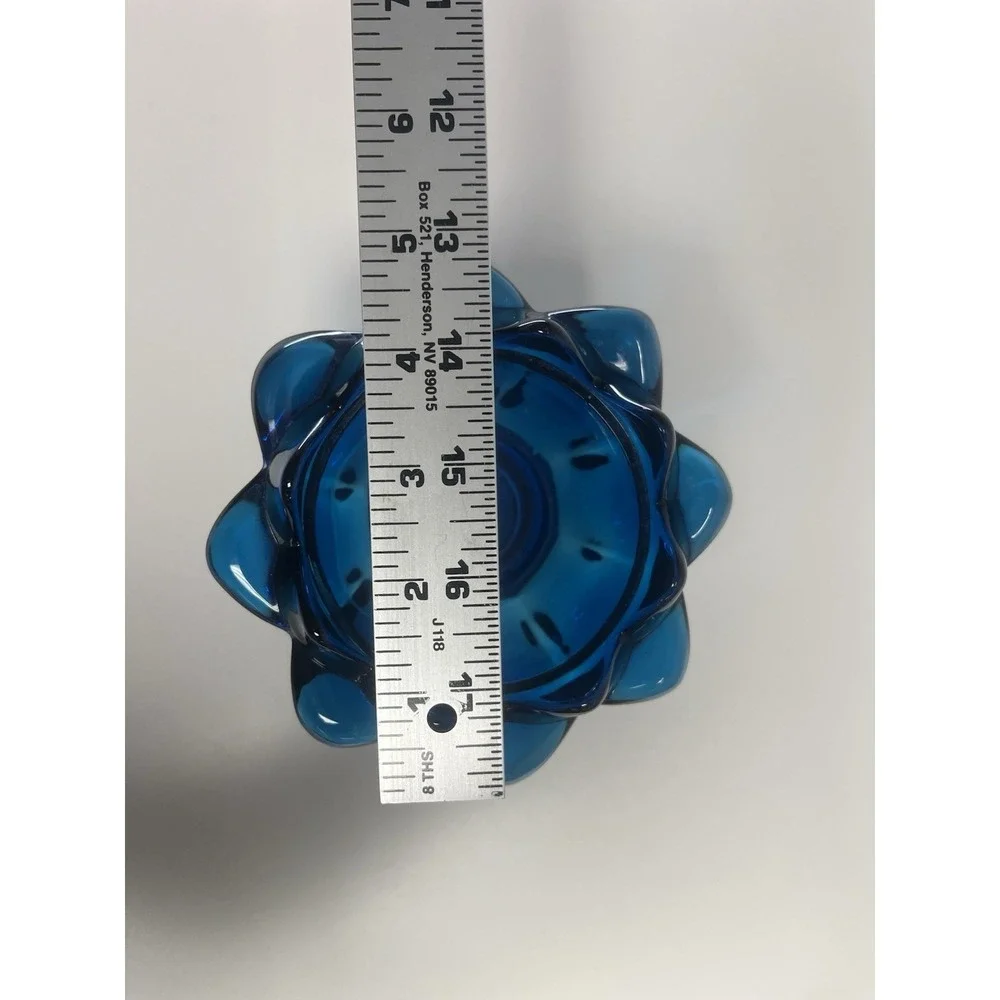 Vintage MCM Viking Glass  Artichoke Flowerette Vase Blue‎ 3.5